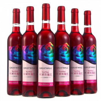 长城（GreatWall）红酒 玫瑰红甜型葡萄酒 整箱装 750ml*6瓶