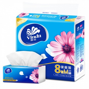  Vinda 维达 超韧系列 抽纸 3层120抽*8包 （153*195mm） *8件