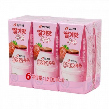 Binggrae 宾格瑞 草莓味牛奶饮料 200ml*6盒 *2件 