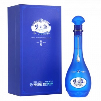 洋河蓝色经典 梦之蓝M6 52度 单瓶装白酒375ml*2瓶