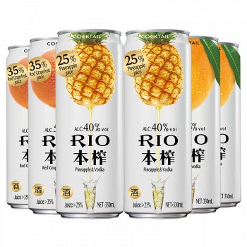 PLUS会员：RIO 锐澳 鸡尾酒 预调酒3种口味 330ml*6罐 *4件