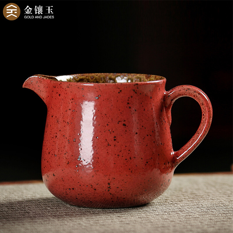 金镶玉公道杯功夫茶分茶器创意简约倒茶器高温釉中国红公道杯- 返利网