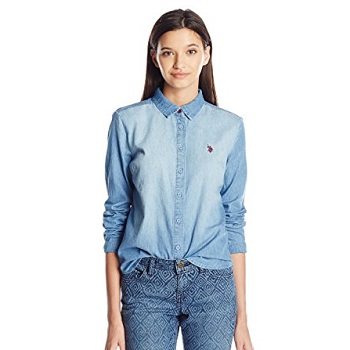 U.S. Polo Assn. Juniors 长袖水洗牛仔衬衫