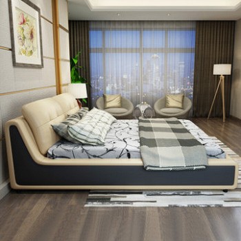 A家家具 头层牛皮软靠床 1.5*2m